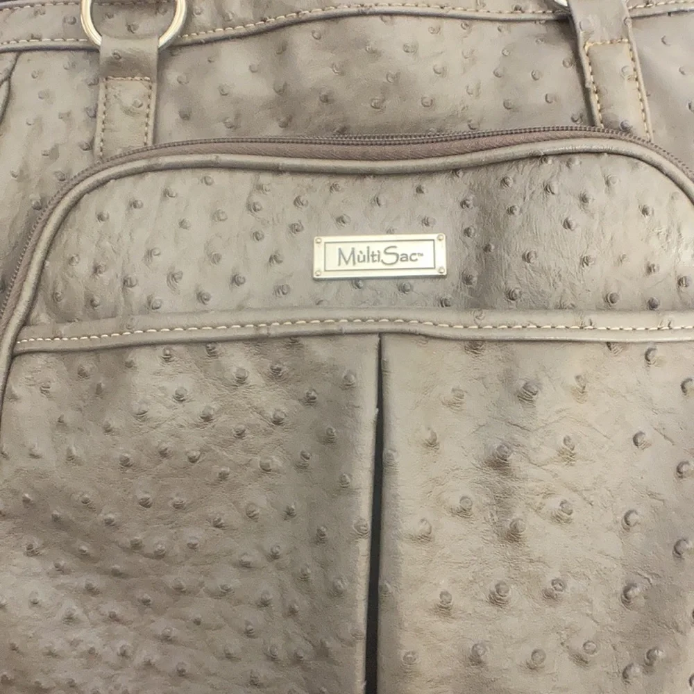 Vintage large MultiSac faux ostrich leather tote/laptop bag